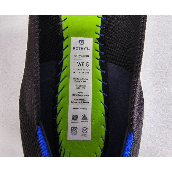 Rothy's  Womens Black and Electric Blue Signature Round Toe Flat Size 6.5 146 - Picture 9 of 16